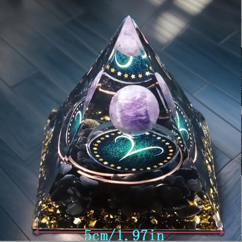 1pieza Pirámide de Orgone Amatista Obsidiana hecha a mano