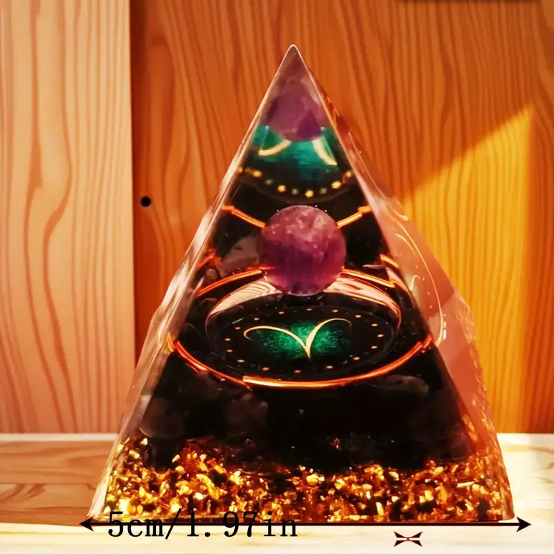 1pieza Pirámide de Orgone Amatista Obsidiana hecha a mano